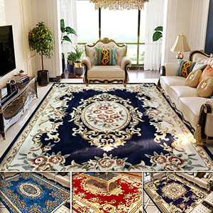 160X230 Size 3D European Carpet for Living Room Bedroom,3D Print Abstract Vintage Golden Gray Floral Patterns,European Classic Soft Cozy Thick Non-Skid Carpets,Modern Art Home Decorative Indoor Floor