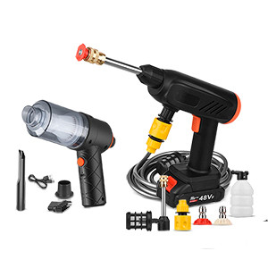 2 IN 1 Combo Offer,Rechargeable High-pressure Water Car Wash Gun With Cordless Handheld Vacuum Cleaner, Rechargeable Hoover, High Power Portable Mini Car Vacuum Cleaner for Car/Pet/Keyboard/Computer/D