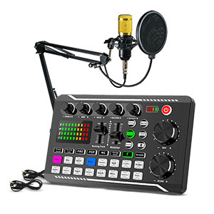 F998 Live Sound Card Audio Mixer Full Set With Free Wired Headset