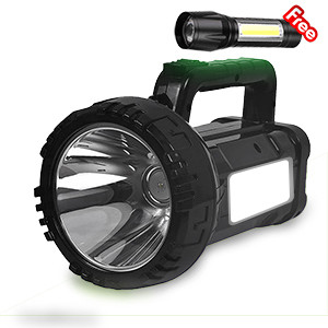 Solar USB Charging Torch Flashlight Searchlight Function of Power Bank Side Lighting & Battery Indicator, With free Mini Flashlight Portable 3 modes Rechargeable Light LED - YD-899T-7