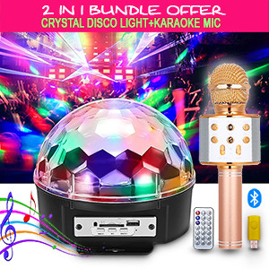 DJ Led Crysatal Ball With Karaoke Mic, Bluetooth, Speaker,