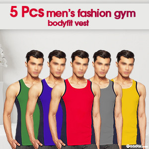 5 Pieces Men's Fashion Gym Body Fit Vest. Random Colours. BVEST
