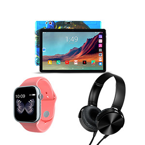 Pack of 3, Kids WIFI Tablet  with Free Smart Watch and Wired Extra Bass Headset. PK3