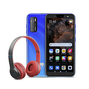 2in1 Bundle Sale, Mi Q10 Plus Mobile, 8 GB Rom, 2GB Ram, Dual Sim, 5.5 Inch Display, 2800 mAh Battery, Free P47 5.10+EDR Wireless Headphone Q10PLUSBL