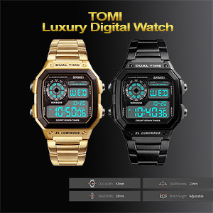 TOMI Men's Digital Water Proof, Dual Time Sports New Fashion Water Resistant Watch . TOMI