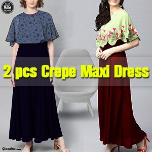 2 Pieces American Crepe Maxi Dress. CREP