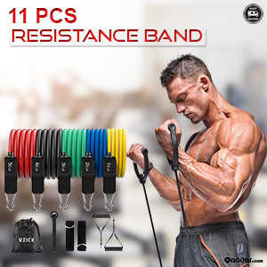 11 Pcs Resistance Fitness Band Set with Stackable Exercise Bands Legs Ankle Straps Multi-function Professional Fitness Equipment. GYM