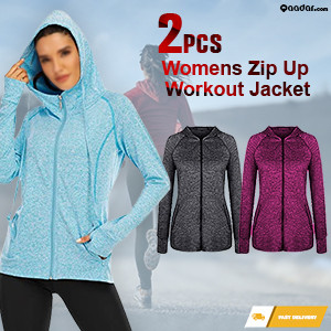 2 Pieces Women's Zip Up Workout Jacket. Random Colours. ZIPUP