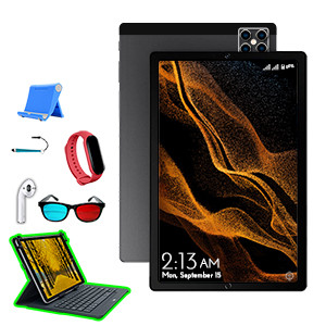 U600PRO / S-Color Tablet 10.1 Inch Display 5G Network 8000 mAh Battery Face Unlock Dual Sim Android 11 FM Radio FREE>> Keyboard Bluetooth Earpods Smart Band Watch Tablet Stand 3D Glass - U600PRO