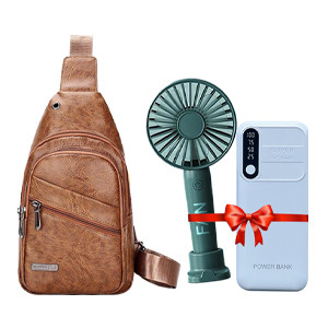 BUY 1 GET 2 FREE - Chest Cross Bag/Handheld Fan/Power Bank